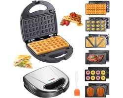 Molain 6in1 Tosti apparaat - 750W - Sandwich, wafels, grill, walnoten, donuts & madeleines - 6 uitneembare platen - Wafelijzer - Donutmaker