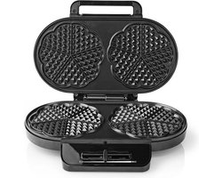 Nedis Wafelijzer - 2 x 5 Heart shaped waffles - 12 cm - 1200 W - Automatische temperatuurregeling - Kunststof / Metaal