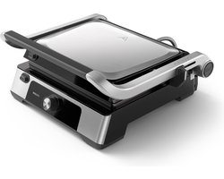 Philips Contactgrill HD6301/90 - Uitneembare Platen - 2200W - Extra Groot Formaat – Antiaanbakplaten - Regelbare Temperatuur - Opvangbak - RVS - Zwart