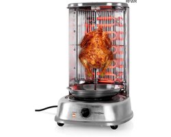 RFWR® Draaibare verticale grill met 1800W voor vetvrij grillen - Grillkip, kebab, gyros en meer