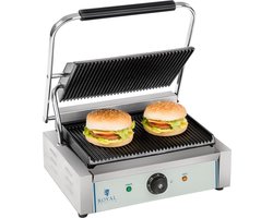 Royal Catering - Contactgrill - geribbelde bovenste bakplaat - 2200 W
