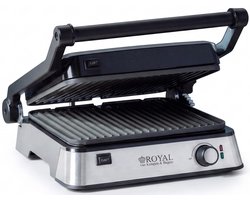 Royal Van Kempen & Begeer Contactgrill - 2000W - 180° Openklapbaar - Verwijderbare Platen - PFAS-vrije Antiaanbaklaag - Vaatwasserbestendig - Verstelbare Thermostaat