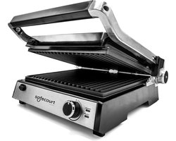Safecourt Kitchen Tosti apparaat – Paninigrill en Tosti ijzer – Uitneembare PFAS-vrije platen & vaatwasserbestendig – Groot grilloppervlak – snel warm (2000W) – Contactgrill