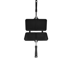 Sandwich Pan Aluminium Legering Dubbelzijdige Anti -stick Frituren Panini Maker met Handvat, Afneembare Gegrilde Flip Pan, Fornuis Geroosterd voor Huis, Keuken, Ontbijt Thuis