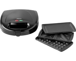 Tomado TGM2000B - Multigrill 3 in 1 - Inclusief tosti en wafelplaten - 750 watt - Zwart