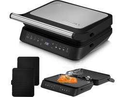 Tosti apparaat + Contactgrill - 2000W - 4 automatische programma’s + handmatig - Uitneembare anti-aanbakplaten - Ontdooi-functie - 180° openklapbaar - Timer - Afwasmachinebestendig - Tosti Ijzer - Panini Grill Apparaat - ZEEGMA Grill Chef 3.0