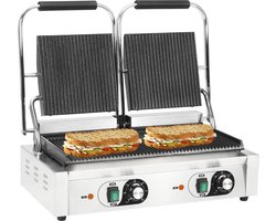 vidaXL Panini grill dubbel gegroefd 3600 W 57x30.5x20 cm