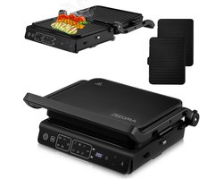 Zeegma Grill Master Elektrische Contactgrill - 2000W - Antiaanbakplaten - Afneembare Platen - Timer - Thermometer met Sonde - 10 Automatische Programma’s - Manuele Modus - Steak, Vis, Groenten, BBQ - Verstelbare Helling - Onafhankelijk Warmte