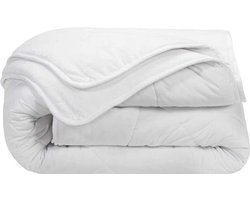 100% Soft Katoen-Tijk-  4-seizoenen Princessdekbed - Eenpersoons-XL -140x220 cm - Anti Allergie - Wasbaar - Wit