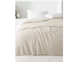 Almerahome Pique Deken – 4 Kat Muslin – 170x250 cm – Ademend Katoen – Lichtgewicht Zomerdeken – Bruin