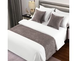 Bedloper - Bed Sjaal - Decoratie - Chenille stof - 260 x 50 cm - Grijs