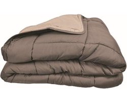 Bedrukt Dekbed Hoesloos Wasbaar Zonder Overtrek Eenpersoons - Taupe & Linnen 140x200cm - Taupe bruin - Creme beige