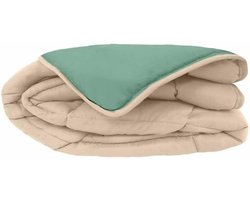 Bedrukt Dekbed Hoesloos Wasbaar Zonder Overtrek Eenpersoons - Zelesta® Easybed - Lichtgrijs & Zeegroen 140x200cm