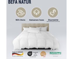 BEFA NATUR Dekbed all seasons eendendonsdekbed, 160x200 cm, van 90% eendendons en 10% veren, Gemaakt in Duitsland