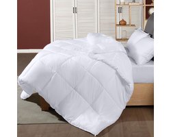 Dekbed 220x240 cm, 280 GSM Microvezel Dekbed met hoeklabels - Gestikt donzen alternatief Dekbed (Wit)