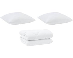 Dekbed met Kussens 3 st | Beddengoed Wit Microfiber en Dons Feather