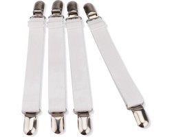 *** Dekbed Spanners - Laken Spanner - Lakenspanners 25cm lang en rekbaar tot 45cm - Dekbed Opmaken - Laken Bevestiging - 4 stuks - Wit Maak je bed op in een handomdraai met Heble® ***