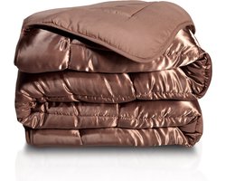 Easy dekbed en overtrek in 1 - Glans satijn - 250 gsm - Bronze - eenpersoons - 140x200 cm