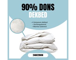 Eleganzzz 4 Seizoenen Donzen Dekbed - 240x220 cm - 90% Eendendons - Zomerdekbed & Winterdekbed - Donsdeken 240x220 - Lits Jumeaux Extra Lang - Dekbedden
