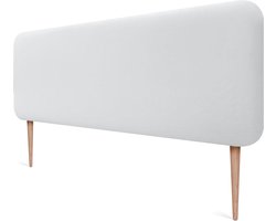 Gestoffeerd Hoofdbord - Glad Hoofdbord - Bed Decoratie - Vlekwerende Stof - 160cm Breed - Wit
