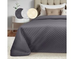 Grote Gewatteerde Sprei 220x240cm Antraciet voor Boxspring en Bank