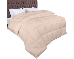 Home Idea’s - Luxe bedrukt dekbed - Hoesloos Dekbed - Dekbed zonder overtrek - Lits Jumeaux - 240 x 220 - All Year - Beige