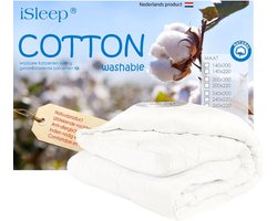 iSleep Katoenen Enkel Kinderdekbed - 100% Katoen - Ledikant - 100x135 cm - Wit