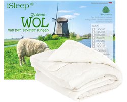 iSleep Wollen Zomerdekbed - Tweepersoons - 200x200 cm - Ecru