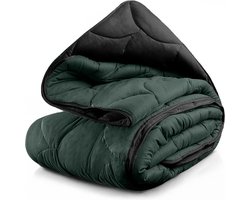 Lazy Dekbed & Dekbedovertrek in 1 - Double Face Dark Green Black