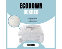 LINNICK Ecodown Enkel Dekbed - Ecodown Dekbed 240x220 - Wit - 500gr/m2 - Winterdekbed - All Year Dekbed Enkel - Dekbed 240x220cm - Lits Jumeaux Extra Lang - Dekbedden