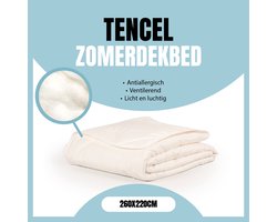 LINNICK Tencel Zomerdekbed - 100% katoen Tijk - Zomerdekbed 260x220cm - Dekbed Zomer - Lits Jumeaux Extra Lang - Lits Jumeaux Extra Breed - Dekbedden
