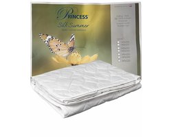 Princess Zijden Zomerdekbed-Silk Summer-100% puur Percal Zachte katoen Tijk- vulling van 100% Natuur Wild Zijde - Eenpersoons -XL-140x220cm