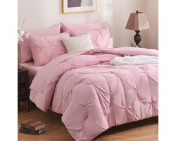 Roze queensize dekbedset - 7-delig beddengoed voor alle seizoenen