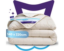 Slaapspeciaal | Luxe 4-Seizoenen Wollen Dekbed - 100% Australische Scheerwol | 140x220 cm - Zomer én winterdekbed – Eenpersoons - Extra Lang 220 cm – Ademend & Natuurlijk Slaapcomfort