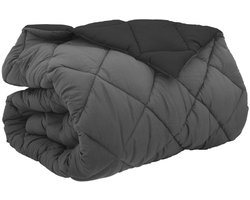 vidaXL - Winter - Duvet - Zwart - en - Anthraciet - 220 - x - 240 - cm - Microvezel