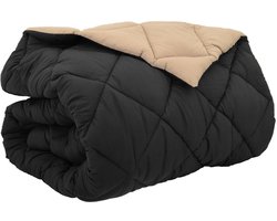 vidaXL - Winter - Duvet - Zwart - en - Taupe - 200 - x - 220 - cm - Microvezel