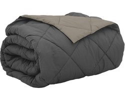 vidaXL - Zomer - Deken - Lichtgrijs - en - Antraciet - 240 - x - 260 - cm - Microvezel