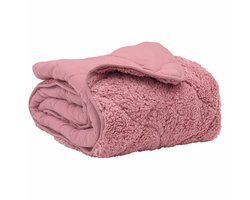 vidaXL - Zomer - Deken - Roze - 135 - x - 200 - cm - Microvezel - en - Teddy - fleece