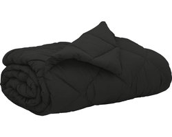 vidaXL - Zomer - Deken - Zwart - 220 - x - 240 - cm - Microvezel