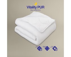 Vitality Pur Sky 4-Seizoenen Dekbed - 140x220 - Eenpersoons - 2-Delig Met Drukknopen - Sanitized Hygiënisch & Ademend Dekbed - Anti Allergie - Zomer & Winter dekbed