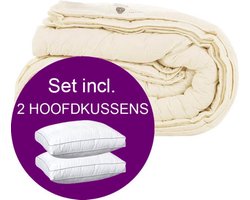 Wollen Dekbed 4-Seizoenen + 2 Hoofdkussens - Litsjumeaux - 240x200 cm - Set