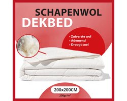 Wollen Zomerdekbed 200gr/m2 - 200x200cm - 100% Zuivere Scheerwol - Wollen Dekbed 200x200 - Tweepersoons - Dekbedden