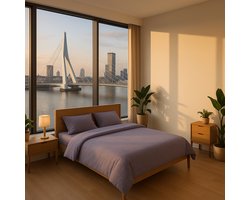 Zeven Cotton Basic, Dekbedovertrek Set – Katoen – Lits-jumeaux 240x220cm Paars