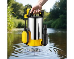 3 in 1 vlakzuigende dompelpomp RVS 750 W, vuilwaterpomp 14000 l/u, ondiepwaterpomp met vlotter, vlakzuigende kelderpomp