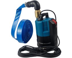 Deltaline Vlakzuig dompelpomp tot 2 mm , 6 m³/h , 230 V , IPC 550 met 15 meter slang 32 mm met terugslagklep compleet gemonteerd, Startklaar Pakket