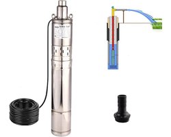 Dompelpomp 220V RVS voor Tuin en Huiswater, 0,37 kW, 1,8 m³/u, 86 m Hoofddruk