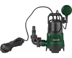 Parkside Vuilwater Dompelpomp - Vermogen: 400 W - Debiet: 9.000 l/u - Opleveringshoogte: max. 6 m - Ideaal voor uit en overpompen - In 3 posities instelbare vlotterschakelaar - Geschikt voor helder en vuil water