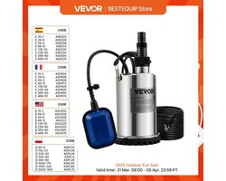 Rioolpomp Dompelpomp Vuil Water Pomp 550W - 2200W met Ingebouwde Vlotter voor Zwembaden, Kelders en Bubbelbaden