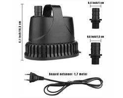 RVV® Dompelpomp Zwembad - Dompelpomp - Dompelwaterpomp - 800L - 15Watt- zwart-12x12x15