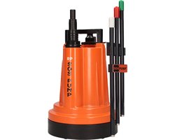 SOS PUMP ® Dompelpomp met Schakelaar – Vlakzuigend tot 2 mm – Inclusief Snelkoppelingen & Terugslagklep – Dweilpomp – Vlakzuiger – Kelder – Wateroverlast